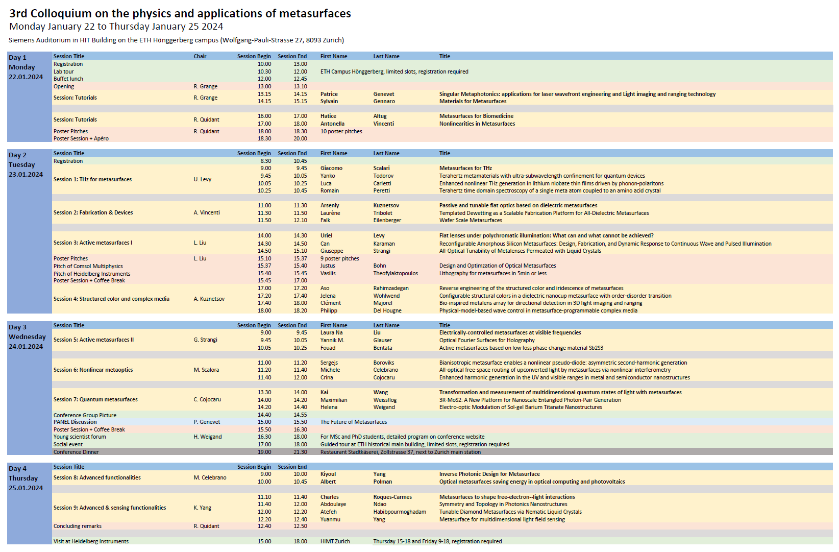 Enlarged view: Conference Program